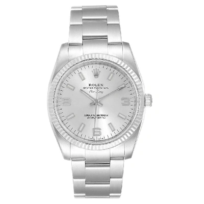 Shop Rolex Air King Steel White Gold Fluted Bezel Mens Watch 114234 In Not Applicable