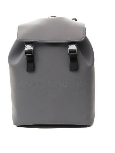 Shop Dolce & Gabbana Silver Leather Backpack In Grey