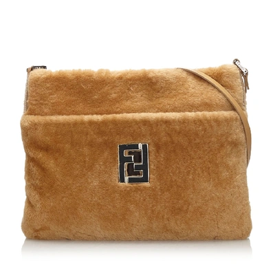 Shop Fendi Wool Crossbody Bag In Brown