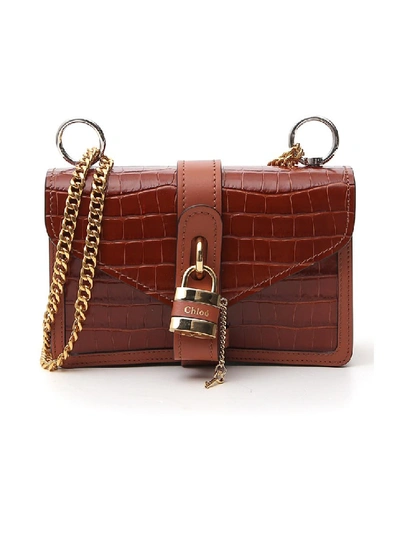 Shop Chloé Aby Brown Leather Shoulder Bag