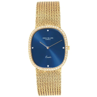 Pre-owned Patek Philippe Golden Ellipse Blue Dial Yellow Gold Diamond Watch 3875 In Not Applicable