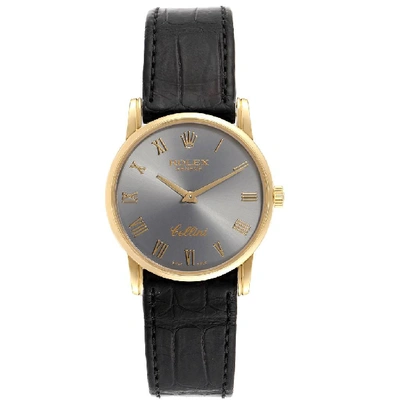 Shop Rolex Cellini Classic Yellow Gold Slate Roman Dial Watch 5116 Box Papers In Not Applicable