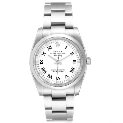 Shop Rolex Air King White Roman Dial Steel Unisex Watch 114200 Box In Not Applicable
