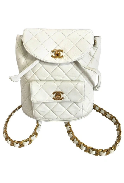 Pre-owned Chanel Classic 2.55 Backpack In White