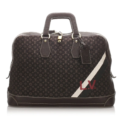 Pre-owned Louis Vuitton Monogram Mini Lin Initiales Isfahan Travel Bag In Brown
