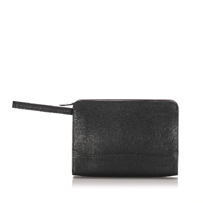 Shop Burberry Leather Clutch Bag In Black