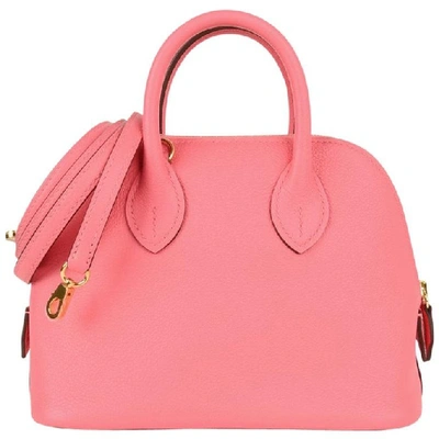 Pre-owned Hermes Mini Bolide 1923 Bag Rose Azalee Evercolor In Pink