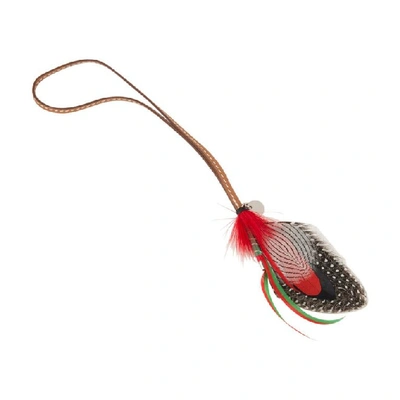 Pre-owned Hermes Gri Gri Mouche Fly Feather Bag Charm Red Black Gray In Pink