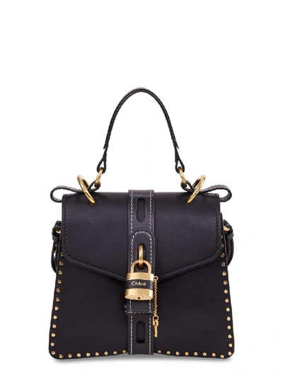 Shop Chloé Shoulder Bag 'aby Suede Studs' Dark Blue In Black