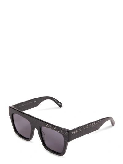 Shop Stella Mccartney Square Havana Sunglasses With Logo Black In Grey