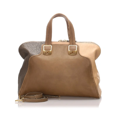 Shop Fendi Colorblock Leather Chameleon In Brown