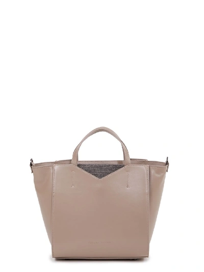 Shop Fabiana Filippi Small Handbag With Pearl Details Beige In Pink
