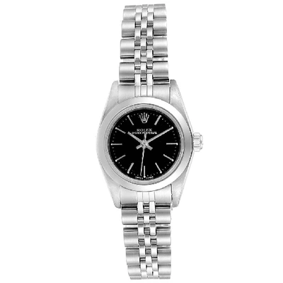 Shop Rolex Non-date Black Dial Automatic Steel Ladies Watch 76080 In Not Applicable