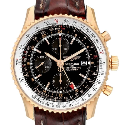 Pre-owned Breitling Navitimer World Rose Gold Black Dial Limited Edition Watch H24322 In Not Applicable