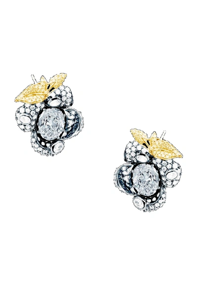 Shop Anabela Chan White Mini Blossom Diamond Earrings In Not Applicable