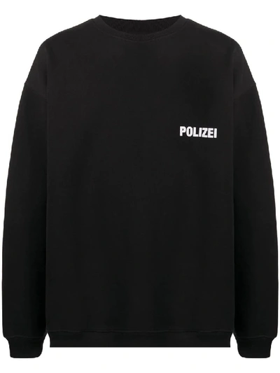 Shop Vetements Polizei Crewneck Sweater In Black