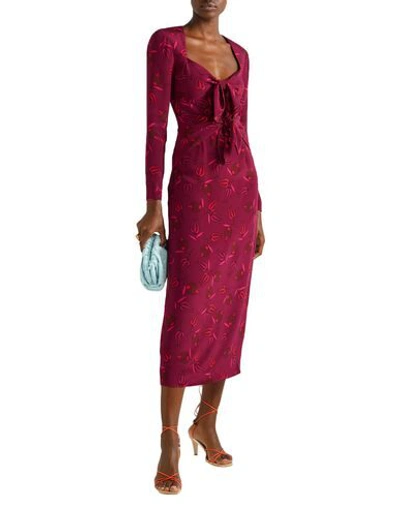 Shop Rebecca De Ravenel Woman Long Dress Garnet Size 10 Silk In Red