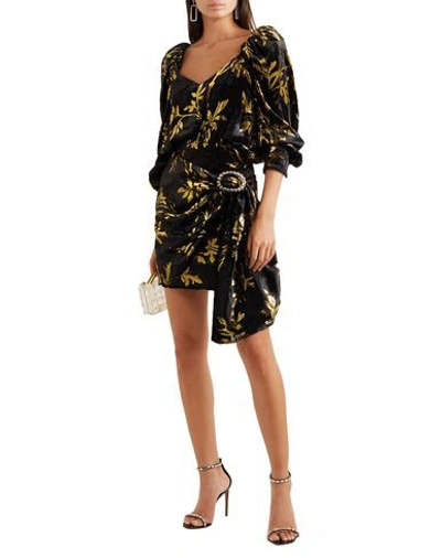 Dodo Bar Or Mona Draped Metallic Velvet-jacquard Mini Dress In Black