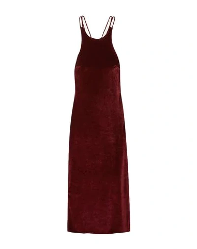 Shop Deveaux Woman Midi Dress Burgundy Size 10 Nylon, Cotton In Red
