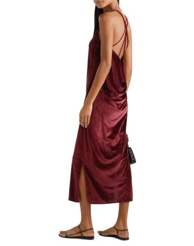 Shop Deveaux Woman Midi Dress Burgundy Size 10 Nylon, Cotton In Red
