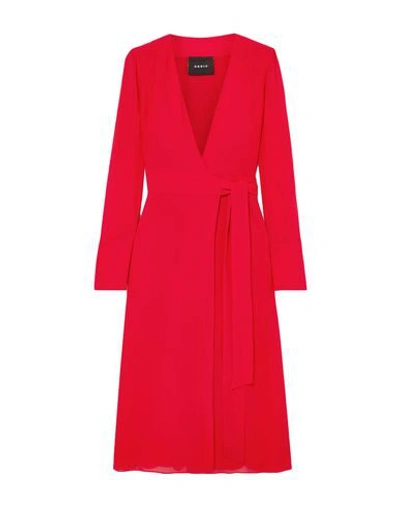 Shop Akris Woman Midi Dress Red Size 12 Silk