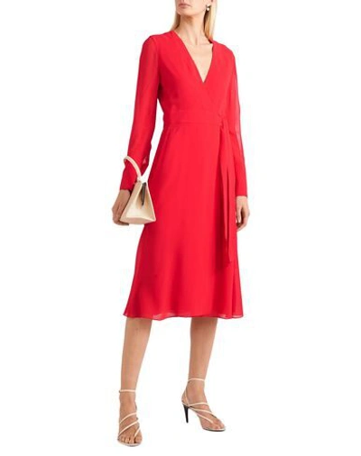 Shop Akris Woman Midi Dress Red Size 12 Silk