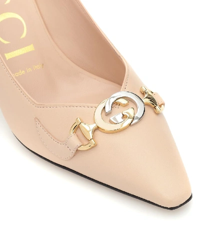 Shop Gucci Zumi Leather Pumps In Beige