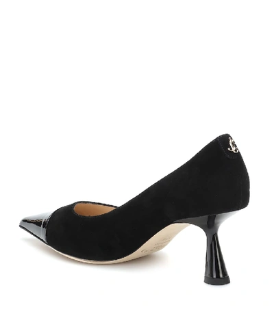 Shop Jimmy Choo Rene 65 Suede And Leather Pumps In Black