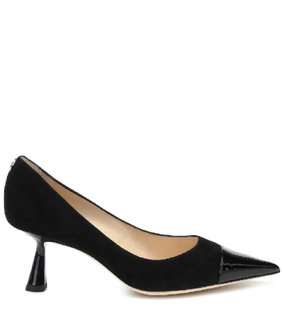 Shop Jimmy Choo Rene 65 Suede And Leather Pumps In Black