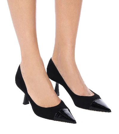Shop Jimmy Choo Rene 65 Suede And Leather Pumps In Black