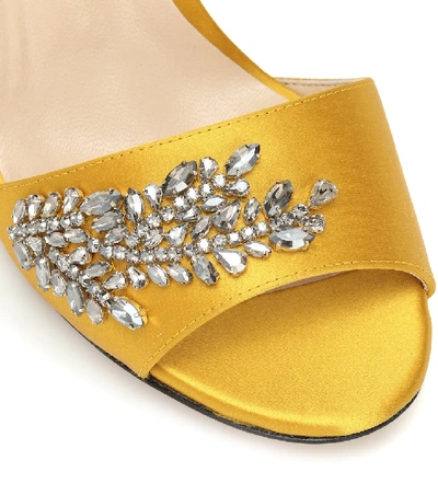 Shop Jimmy Choo Stacey 85 Embellished Satin Sandals In Yellow