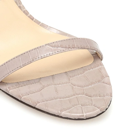 Shop Jimmy Choo Minny 85 Croc-effect Leather Sandals In Beige