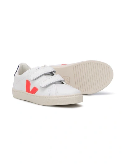 Shop Veja Logo Patch Touch Strap Sneakers In White