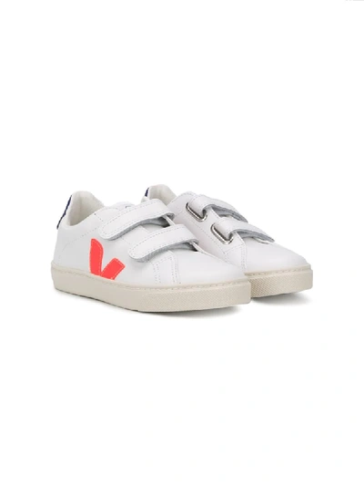 Shop Veja Logo Patch Touch Strap Sneakers In White