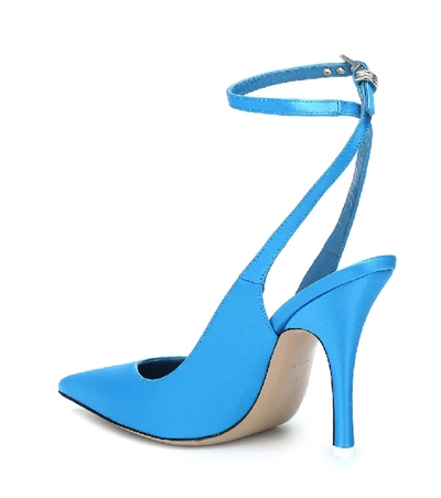 Shop Attico Satin Slingback Pumps In Blue