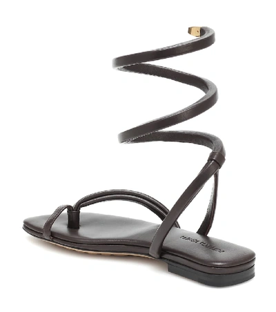 Shop Bottega Veneta Spiral Leather Sandals In Brown