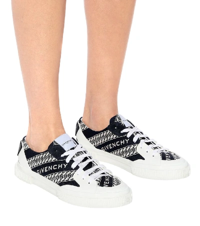 Shop Givenchy Urban Street Jacquard Canvas Sneakers In Blue
