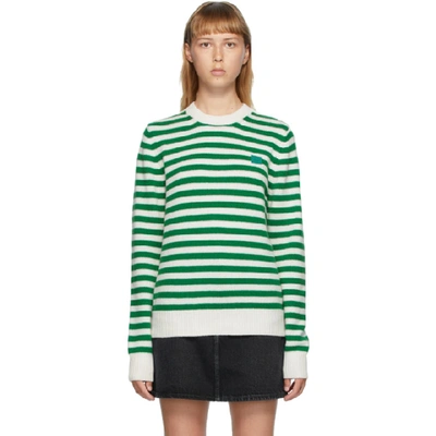 Shop Acne Studios Green & White Breton Stripe Sweater In Aim Green