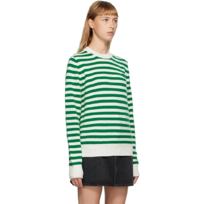 Shop Acne Studios Green & White Breton Stripe Sweater In Aim Green