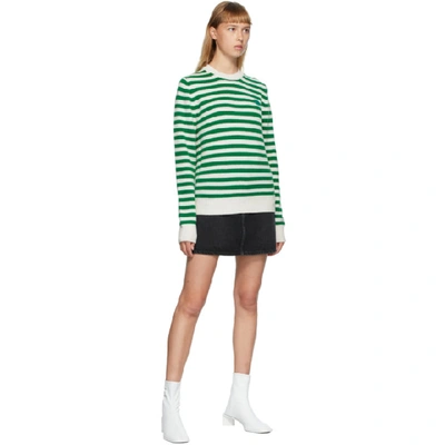 Shop Acne Studios Green & White Breton Stripe Sweater In Aim Green