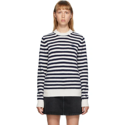 Shop Acne Studios Navy & White Breton Stripe Sweater In Ah4 Navy