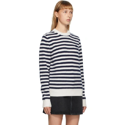 Shop Acne Studios Navy & White Breton Stripe Sweater In Ah4 Navy