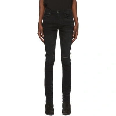 Shop Amiri Black Slit Knee Jeans In Abl