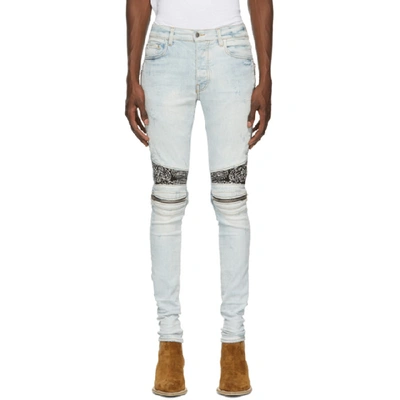 Amiri Mx2 Bandana-patch Skinny Jeans In Blue | ModeSens