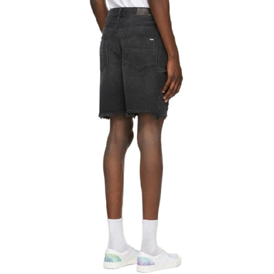 Shop Amiri Black Denim Watercolor Trasher Shorts In Abl