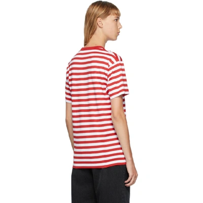 Shop Acne Studios Red And White Classic Fit Striped T-shirt In Aqj Cherry