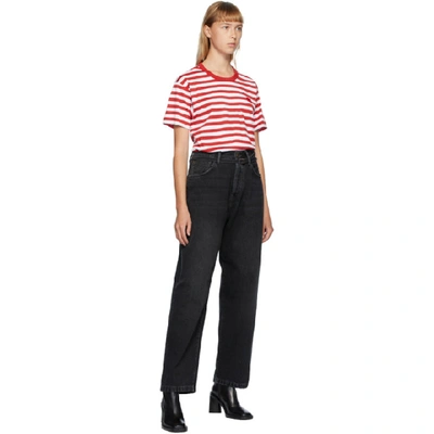 Shop Acne Studios Red And White Classic Fit Striped T-shirt In Aqj Cherry