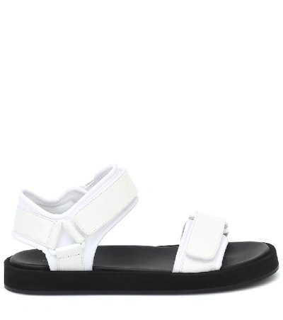 The Row Hook And Loop Leather And Neoprene Sandals In White