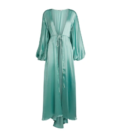 Shop Rosamosario Satin Blouson-sleeve Robe