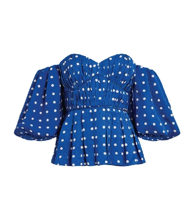 Shop Self-portrait Polka Dot Puff-sleeved Top